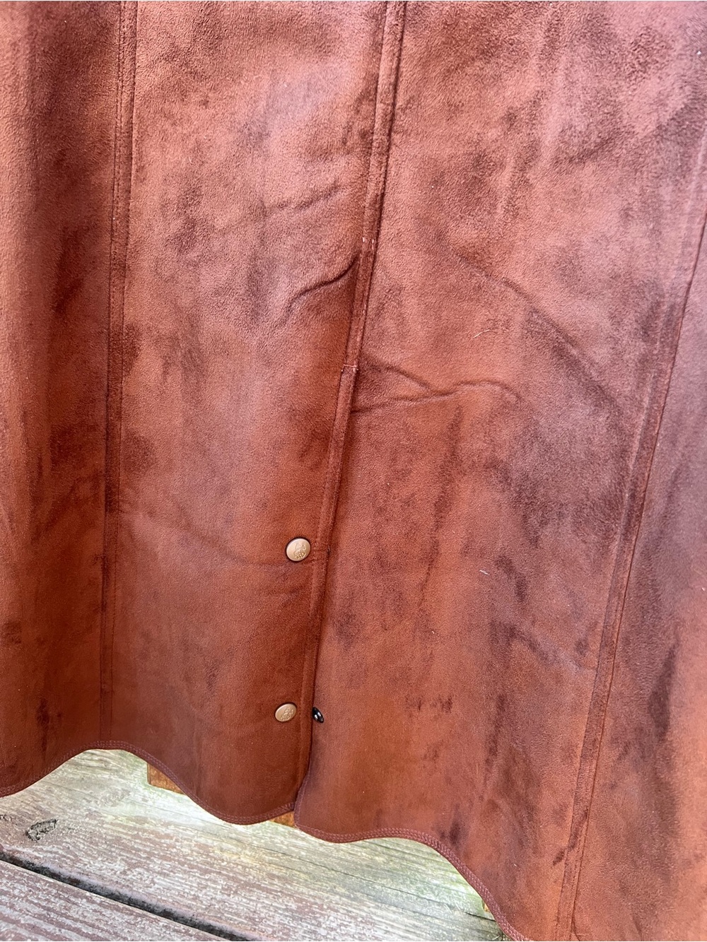 Outback Trading Company Brown Faux Suede Shearling-Trim Jacket - Picture 7 of 7